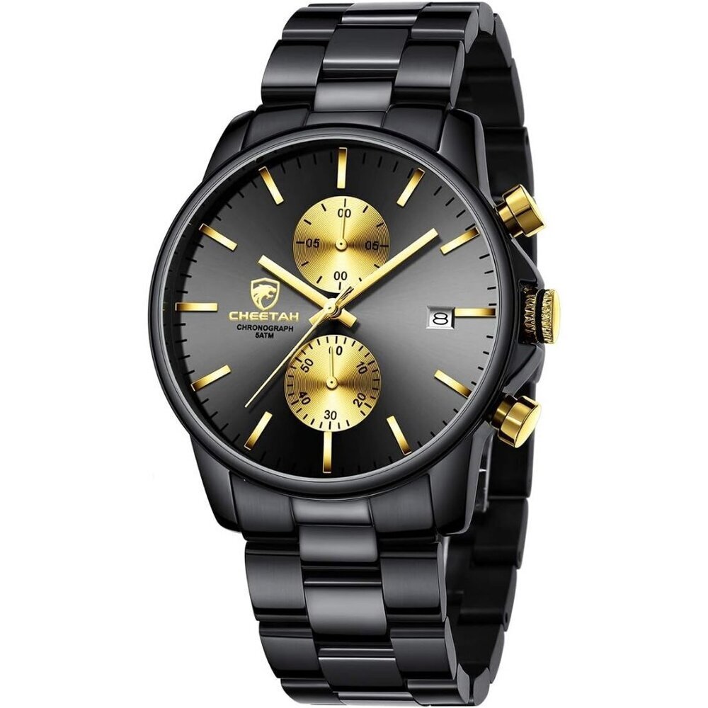 Men's Gold-Dail Minimal Stainless Steel Waterproof Stainless Steel Wrist Watch